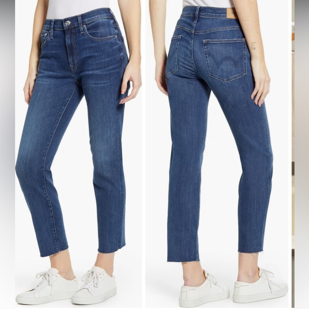 Edwin Bree High Waist Raw Hem Ankle Straight Leg Jeans size 32
